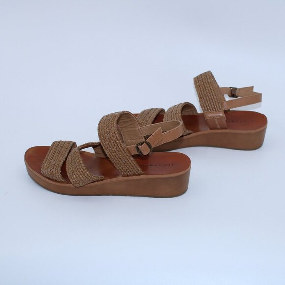 Lucky Brand Women's Brown Woven Strap Low Wedge Open Toe Sandals 6.5M - Picture 5 of 10